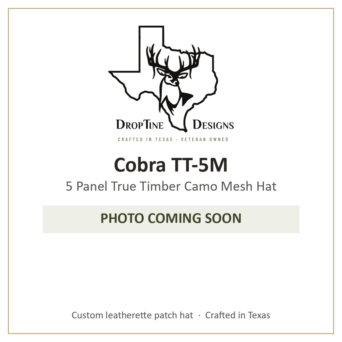 Photo coming soon: Cobra TT-5M 5 Panel True Timber Camo Mesh Hat