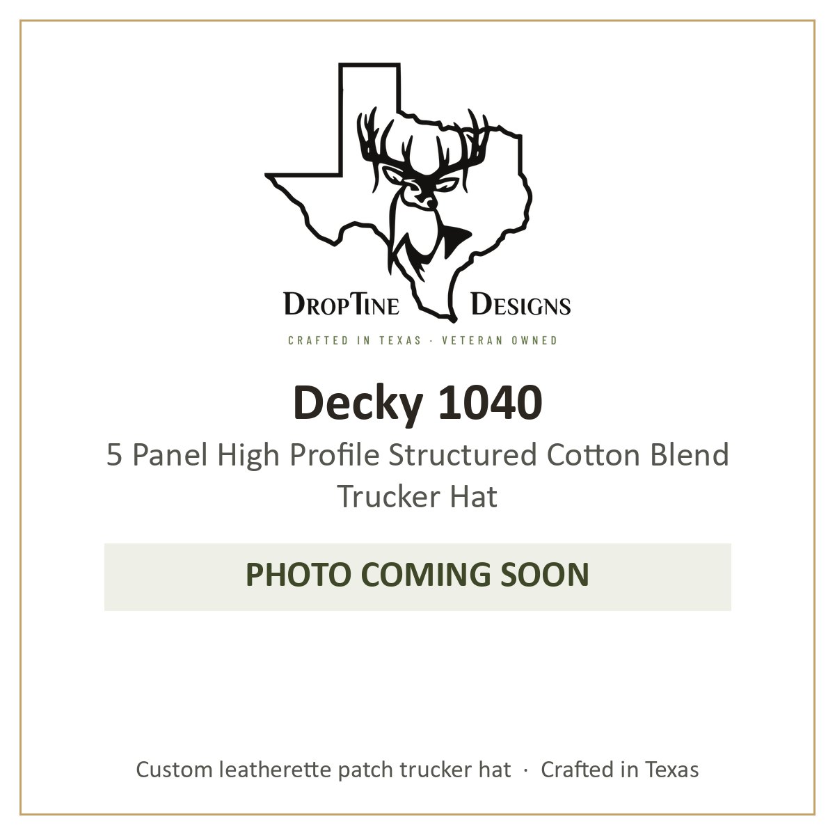 Photo coming soon: Decky 1040 5 Panel High Profile Structured Cotton Blend Trucker Hat