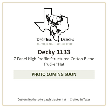 Photo coming soon: Decky 1133 7 Panel High Profile Structured Cotton Blend Trucker Hat