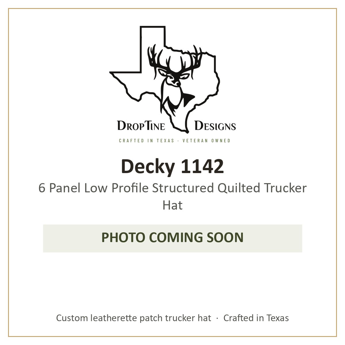 Photo coming soon: Decky 1142 6 Panel Low Profile Structured Quilted Trucker Hat
