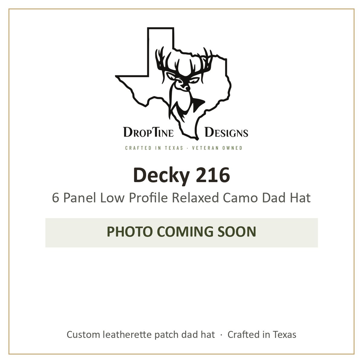 Photo coming soon: Decky 216 6 Panel Low Profile Relaxed Camo Dad Hat