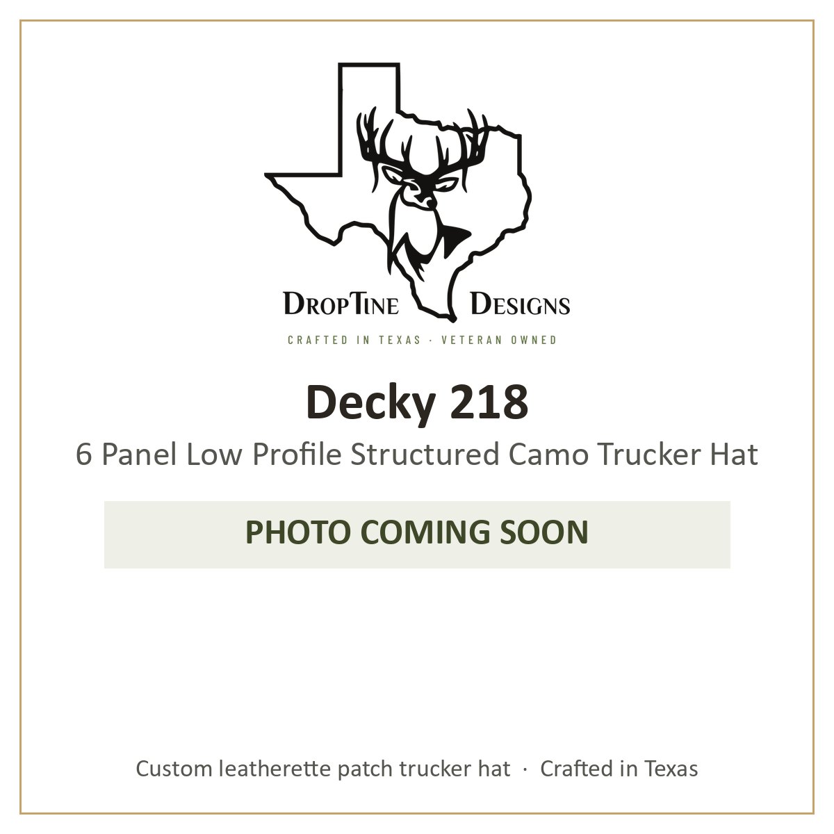 Photo coming soon: Decky 218 6 Panel Low Profile Structured Camo Trucker Hat