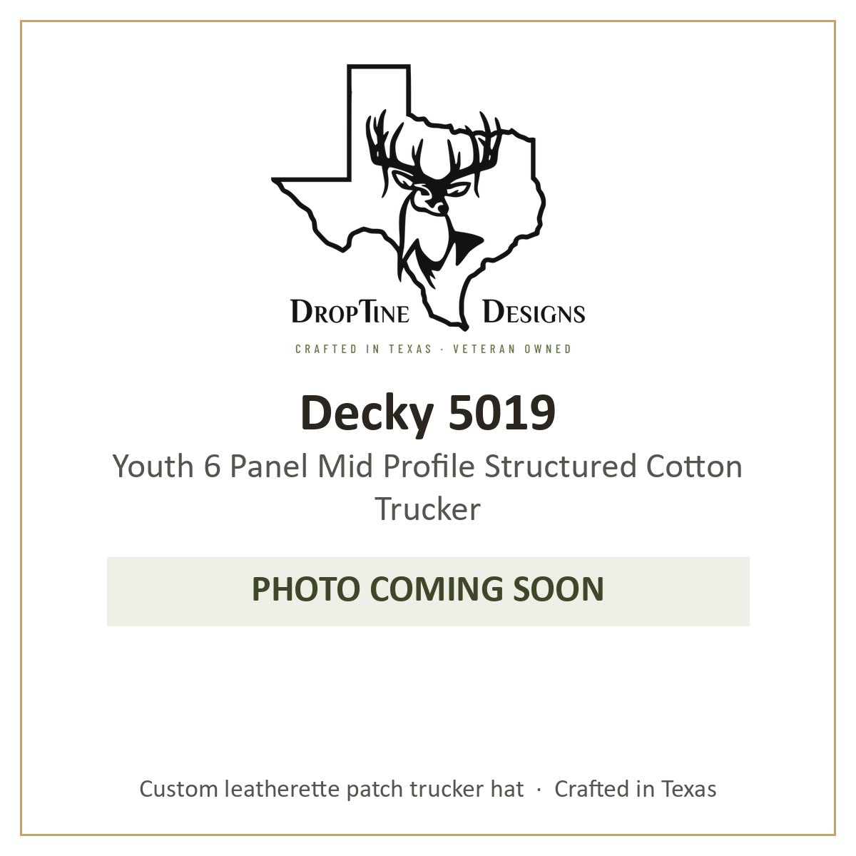 Photo coming soon: Decky 5019 Youth 6 Panel Mid Profile Structured Cotton Trucker