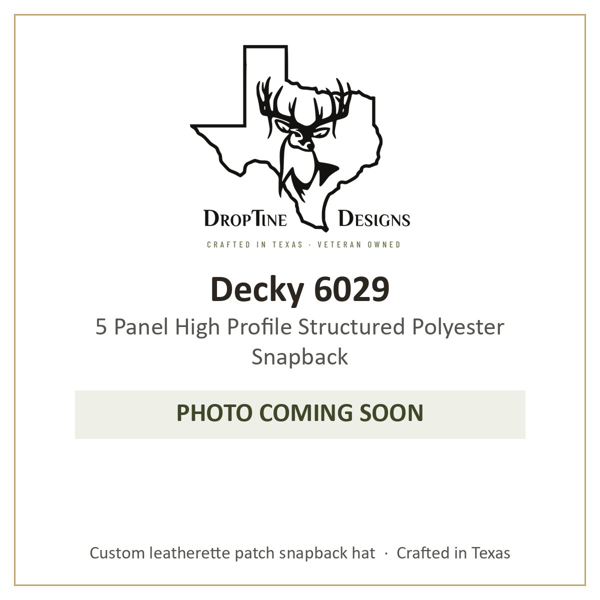 Photo coming soon: Decky 6029 5 Panel High Profile Structured Polyester Snapback