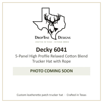 Photo coming soon: Decky 6041 5-Panel High Profile Relaxed Cotton Blend Trucker Hat with Rope