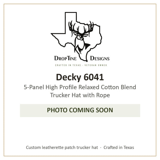 Photo coming soon: Decky 6041 5-Panel High Profile Relaxed Cotton Blend Trucker Hat with Rope