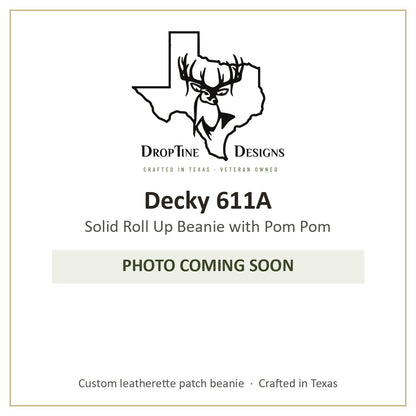 Photo coming soon: Decky 611A Solid Roll Up Beanie with Pom Pom