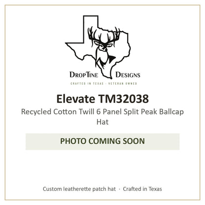 Photo coming soon: Elevate TM32038 Recycled Cotton Twill 6 Panel Split Peak Ballcap Hat
