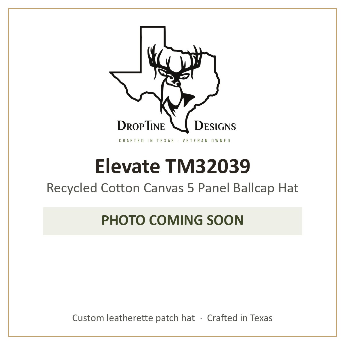 Photo coming soon: Elevate TM32039 Recycled Cotton Canvas 5 Panel Ballcap Hat