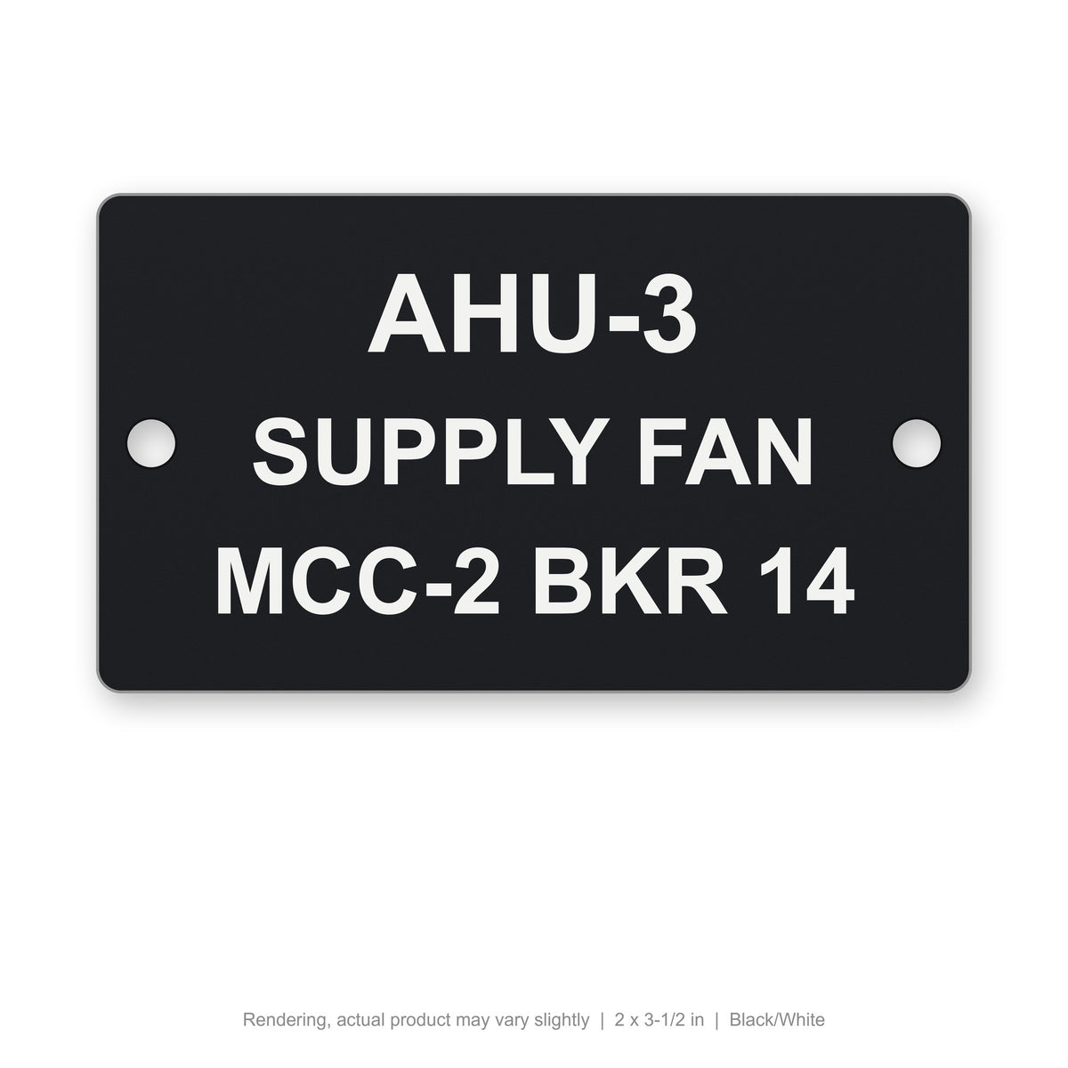 Engraved Outdoor Equipment Tag, 2 x 3-1/2 in, Black/White (rendering)
