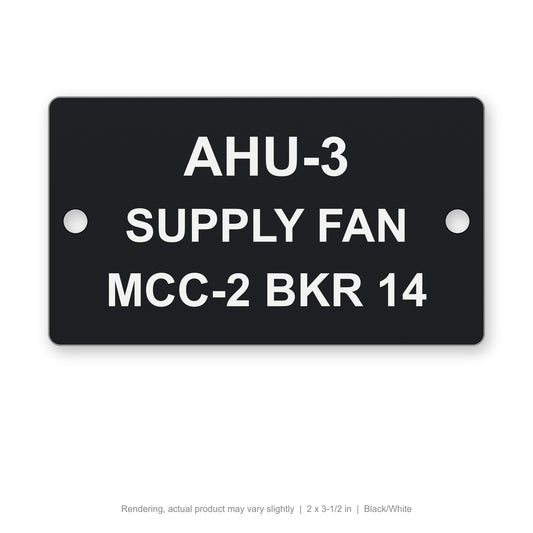 Engraved Outdoor Equipment Tag, 2 x 3-1/2 in, Black/White (rendering)