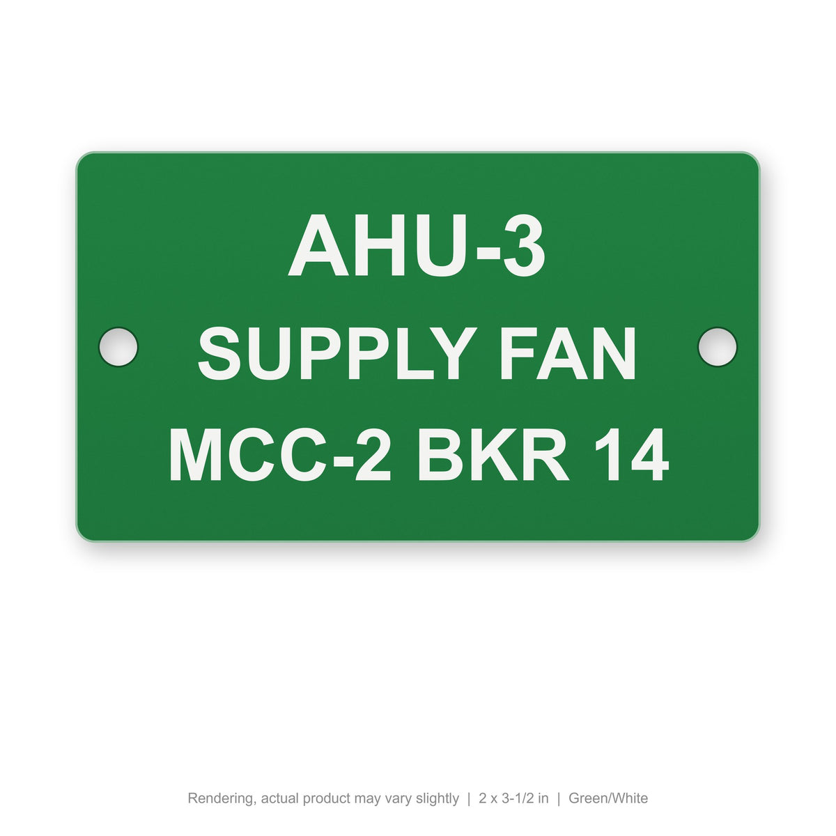 Engraved Outdoor Equipment Tag, 2 x 3-1/2 in, Green/White (rendering)