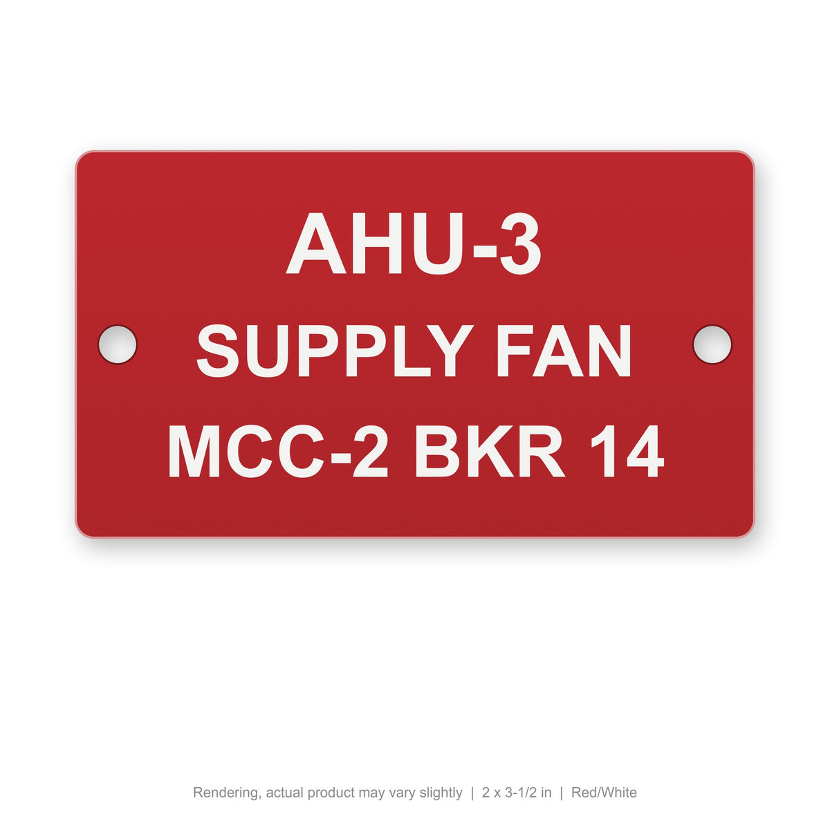 Engraved Outdoor Equipment Tag, 2 x 3-1/2 in, Red/White (rendering)