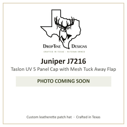 Photo coming soon: Juniper J7216 Taslon UV 5 Panel Cap with Mesh Tuck Away Flap
