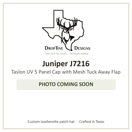 Photo coming soon: Juniper J7216 Taslon UV 5 Panel Cap with Mesh Tuck Away Flap