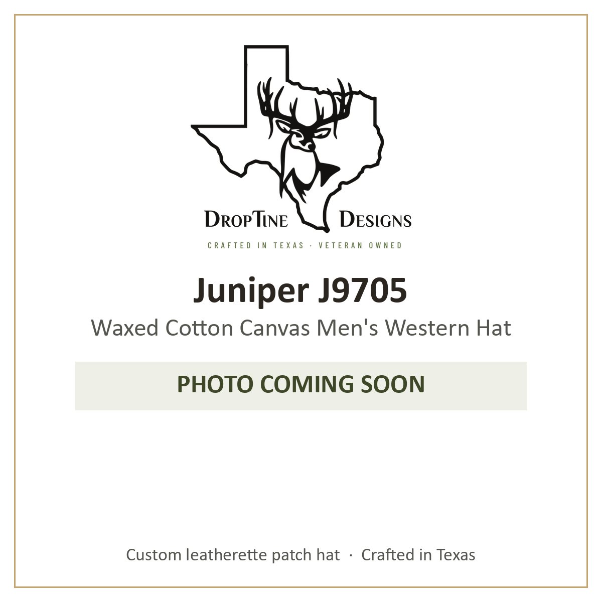 Photo coming soon: Juniper J9705 Waxed Cotton Canvas Men's Western Hat