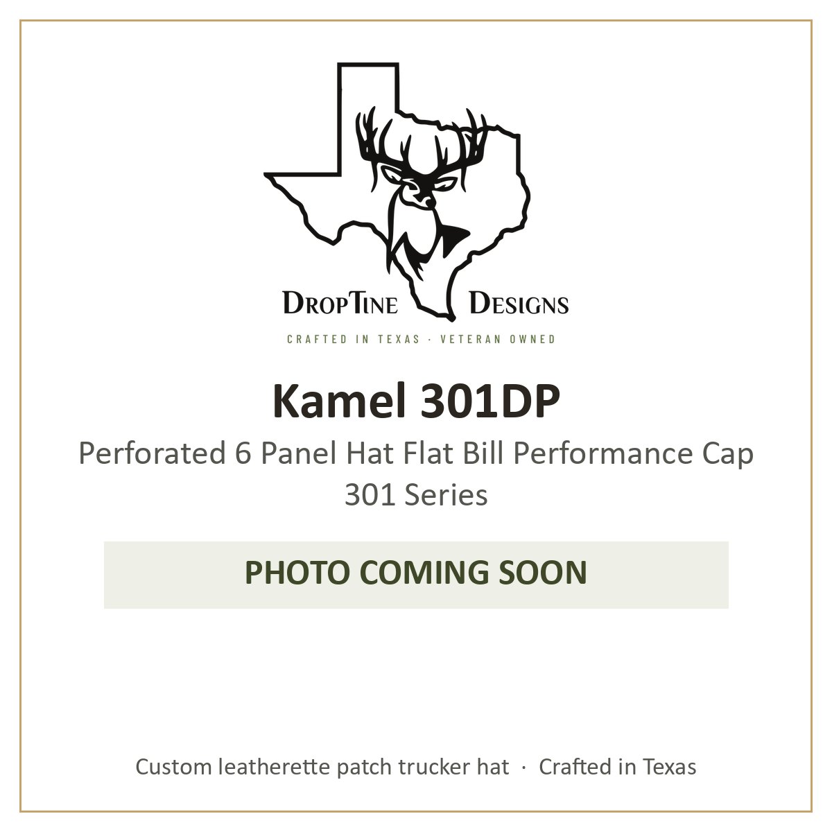 Photo coming soon: Kamel 301DP Perforated 6 Panel Hat Flat Bill Performance Cap 301 Series