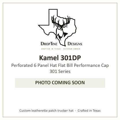 Photo coming soon: Kamel 301DP Perforated 6 Panel Hat Flat Bill Performance Cap 301 Series