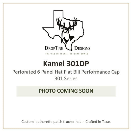 Photo coming soon: Kamel 301DP Perforated 6 Panel Hat Flat Bill Performance Cap 301 Series