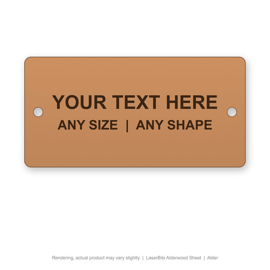 LaserBits Alderwood Sheet engraved plate (rendering)