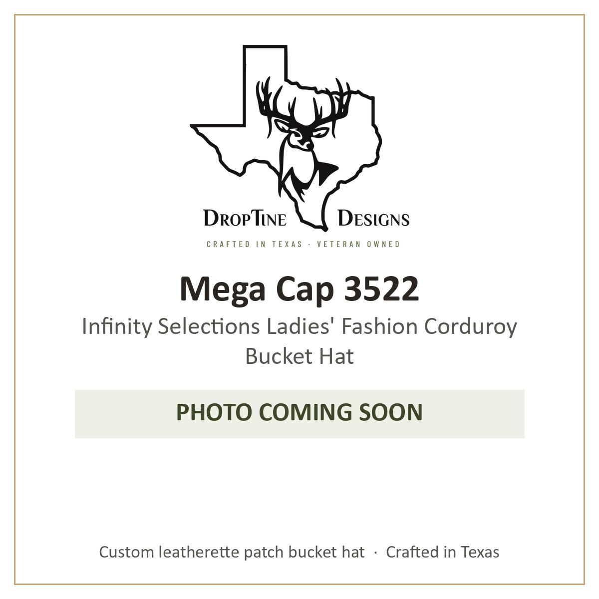 Photo coming soon: Mega Cap 3522 Infinity Selections Ladies' Fashion Corduroy Bucket Hat