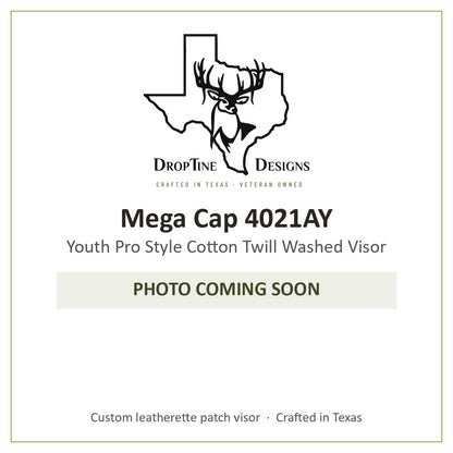 Photo coming soon: Mega Cap 4021AY Youth Pro Style Cotton Twill Washed Visor