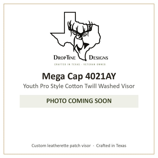 Photo coming soon: Mega Cap 4021AY Youth Pro Style Cotton Twill Washed Visor