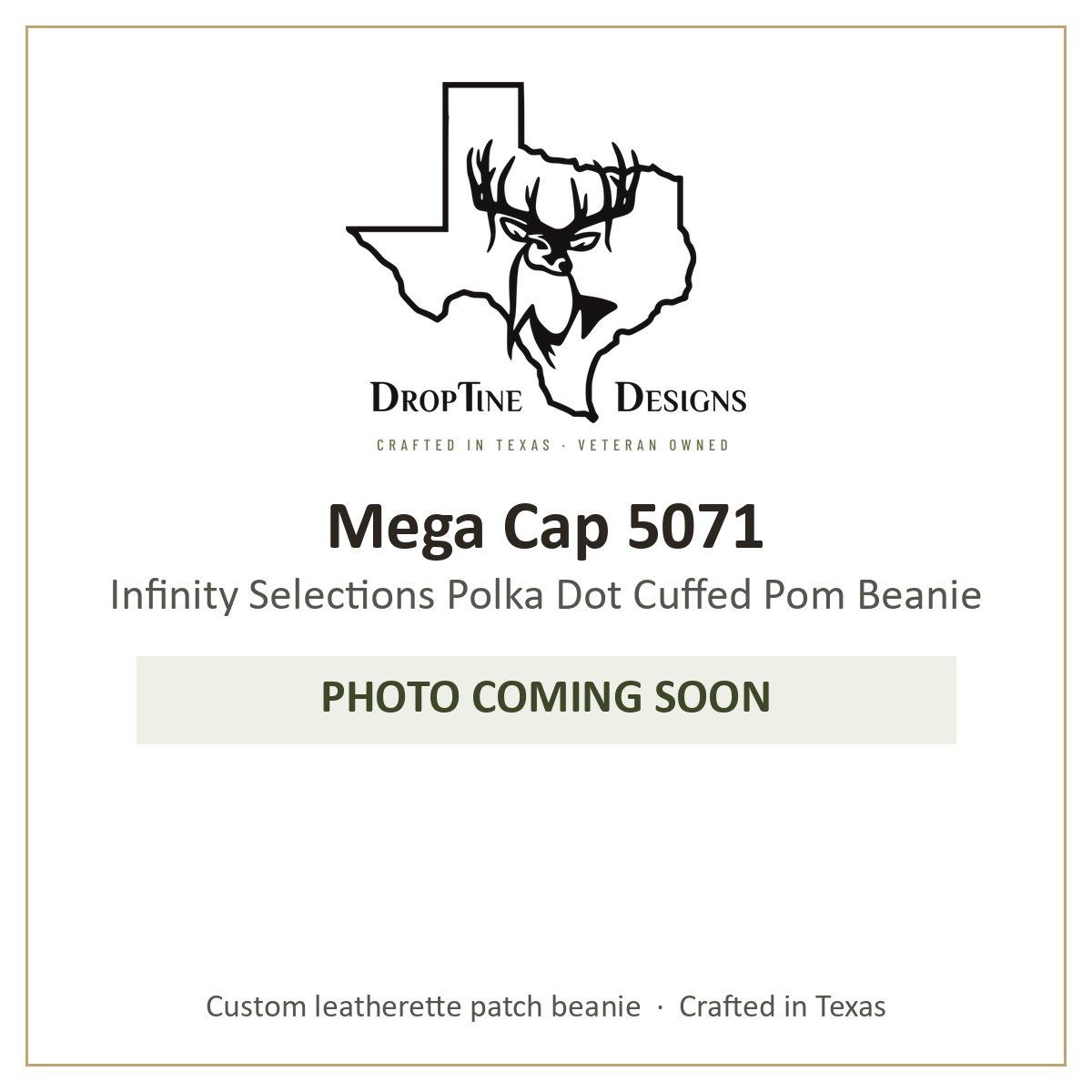 Photo coming soon: Mega Cap 5071 Infinity Selections Polka Dot Cuffed Pom Beanie
