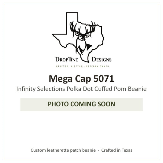 Photo coming soon: Mega Cap 5071 Infinity Selections Polka Dot Cuffed Pom Beanie