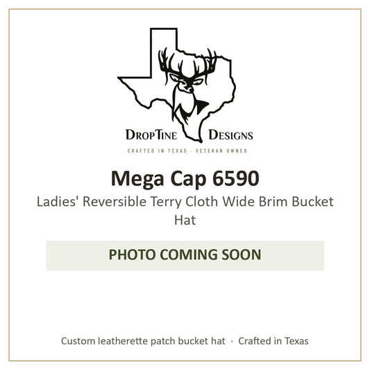 Photo coming soon: Mega Cap 6590 Ladies' Reversible Terry Cloth Wide Brim Bucket Hat
