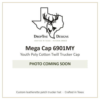 Photo coming soon: Mega Cap 6901MY Youth Poly Cotton Twill Trucker Cap