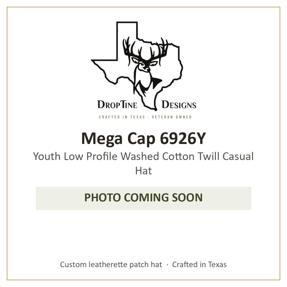 Photo coming soon: Mega Cap 6926Y Youth Low Profile Washed Cotton Twill Casual Hat