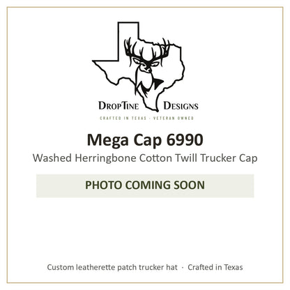 Photo coming soon: Mega Cap 6990 Washed Herringbone Cotton Twill Trucker Cap