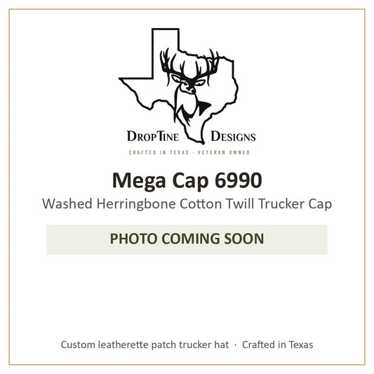 Photo coming soon: Mega Cap 6990 Washed Herringbone Cotton Twill Trucker Cap