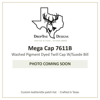 Photo coming soon: Mega Cap 7611B Washed Pigment Dyed Twill Cap W/Suede Bill