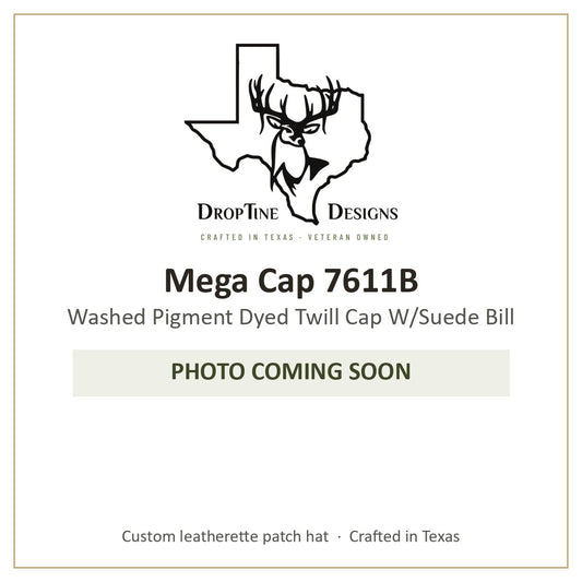 Photo coming soon: Mega Cap 7611B Washed Pigment Dyed Twill Cap W/Suede Bill