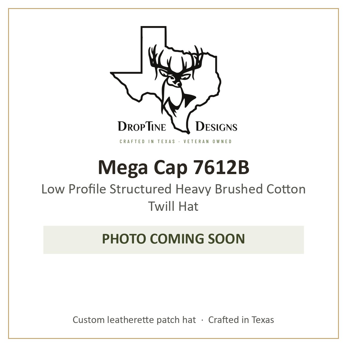 Photo coming soon: Mega Cap 7612B Low Profile Structured Heavy Brushed Cotton Twill Hat