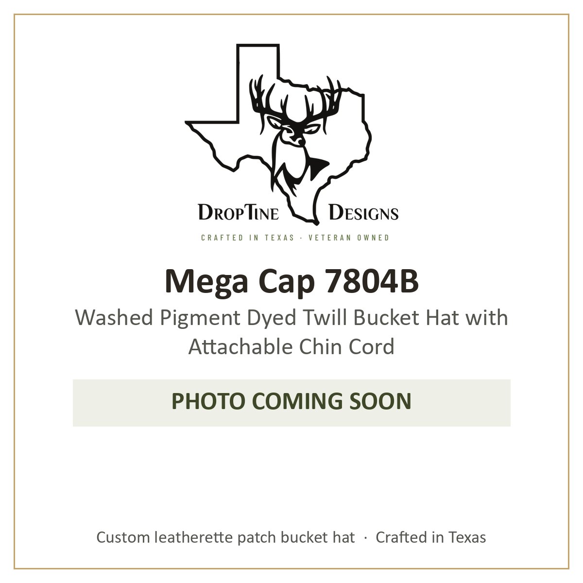 Photo coming soon: Mega Cap 7804B Washed Pigment Dyed Twill Bucket Hat with Attachable Chin Cord