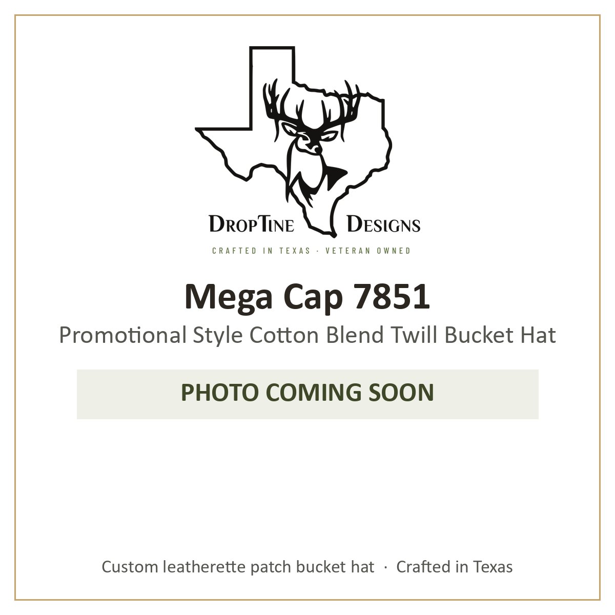 Photo coming soon: Mega Cap 7851 Promotional Style Cotton Blend Twill Bucket Hat