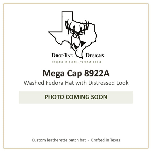 Photo coming soon: Mega Cap 8922A Washed Fedora Hat with Distressed Look