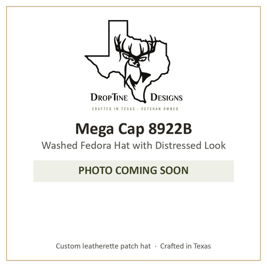 Photo coming soon: Mega Cap 8922B Washed Fedora Hat with Distressed Look