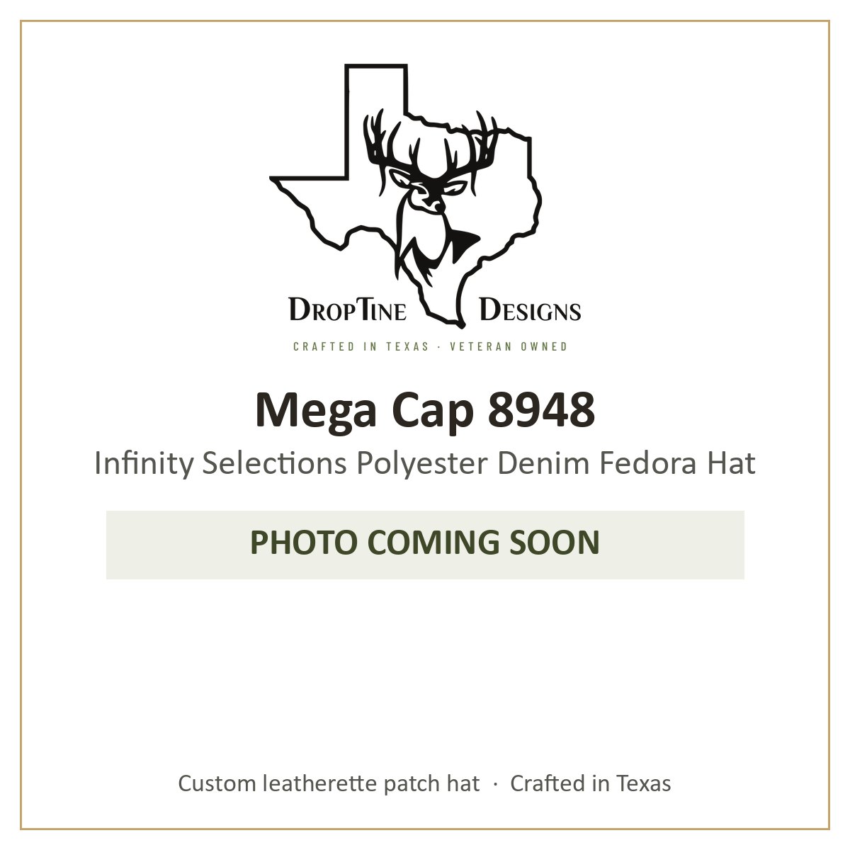 Photo coming soon: Mega Cap 8948 Infinity Selections Polyester Denim Fedora Hat