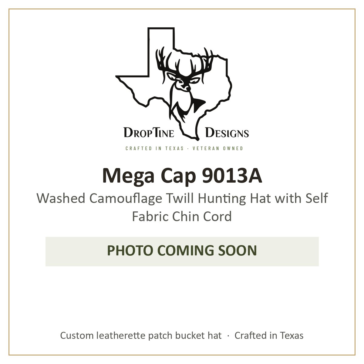 Photo coming soon: Mega Cap 9013A Washed Camouflage Twill Hunting Hat with Self Fabric Chin Cord