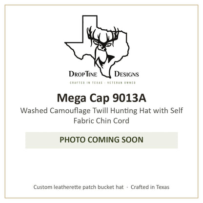 Photo coming soon: Mega Cap 9013A Washed Camouflage Twill Hunting Hat with Self Fabric Chin Cord