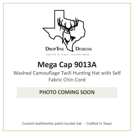Photo coming soon: Mega Cap 9013A Washed Camouflage Twill Hunting Hat with Self Fabric Chin Cord