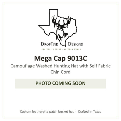 Photo coming soon: Mega Cap 9013C Camouflage Washed Hunting Hat with Self Fabric Chin Cord