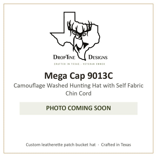 Photo coming soon: Mega Cap 9013C Camouflage Washed Hunting Hat with Self Fabric Chin Cord