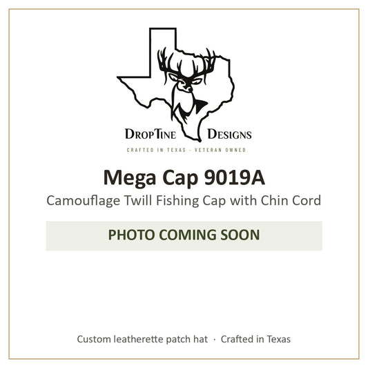 Photo coming soon: Mega Cap 9019A Camouflage Twill Fishing Cap with Chin Cord