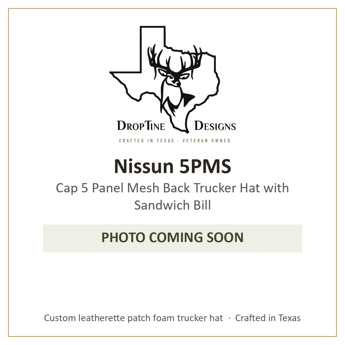 Photo coming soon: Nissun 5PMS Cap 5 Panel Mesh Back Trucker Hat with Sandwich Bill