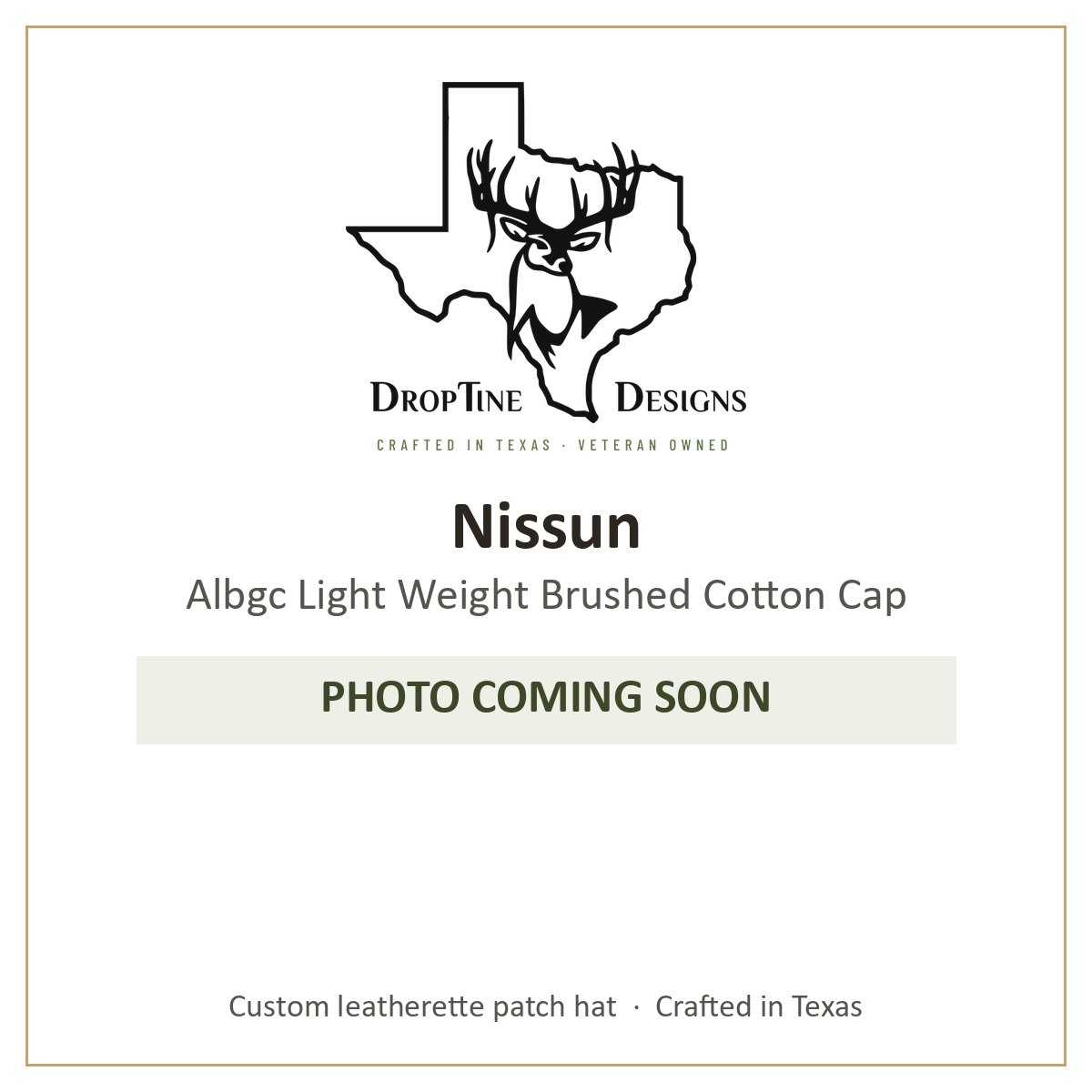 Photo coming soon: Nissun Albgc Light Weight Brushed Cotton Cap